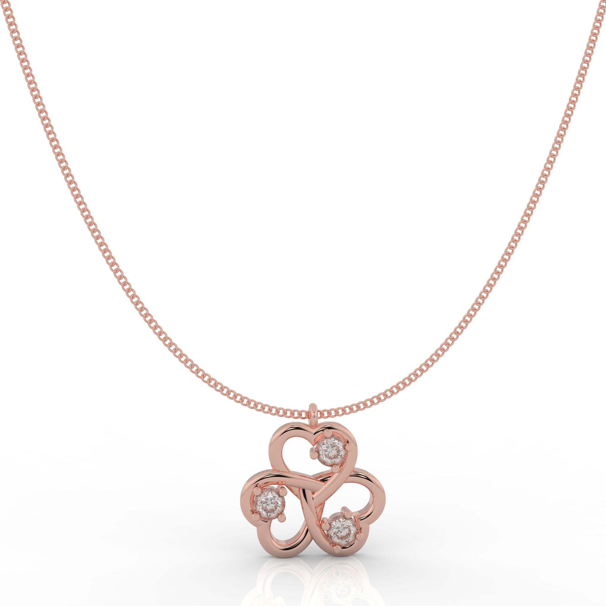 Trio Heart Pendant With Chain, Hallmarked 925 Sterling Silver